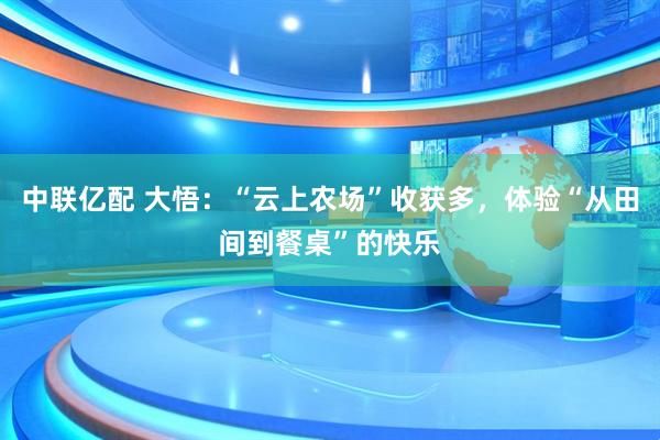 中联亿配 大悟：“云上农场”收获多，体验“从田间到餐桌”的快乐